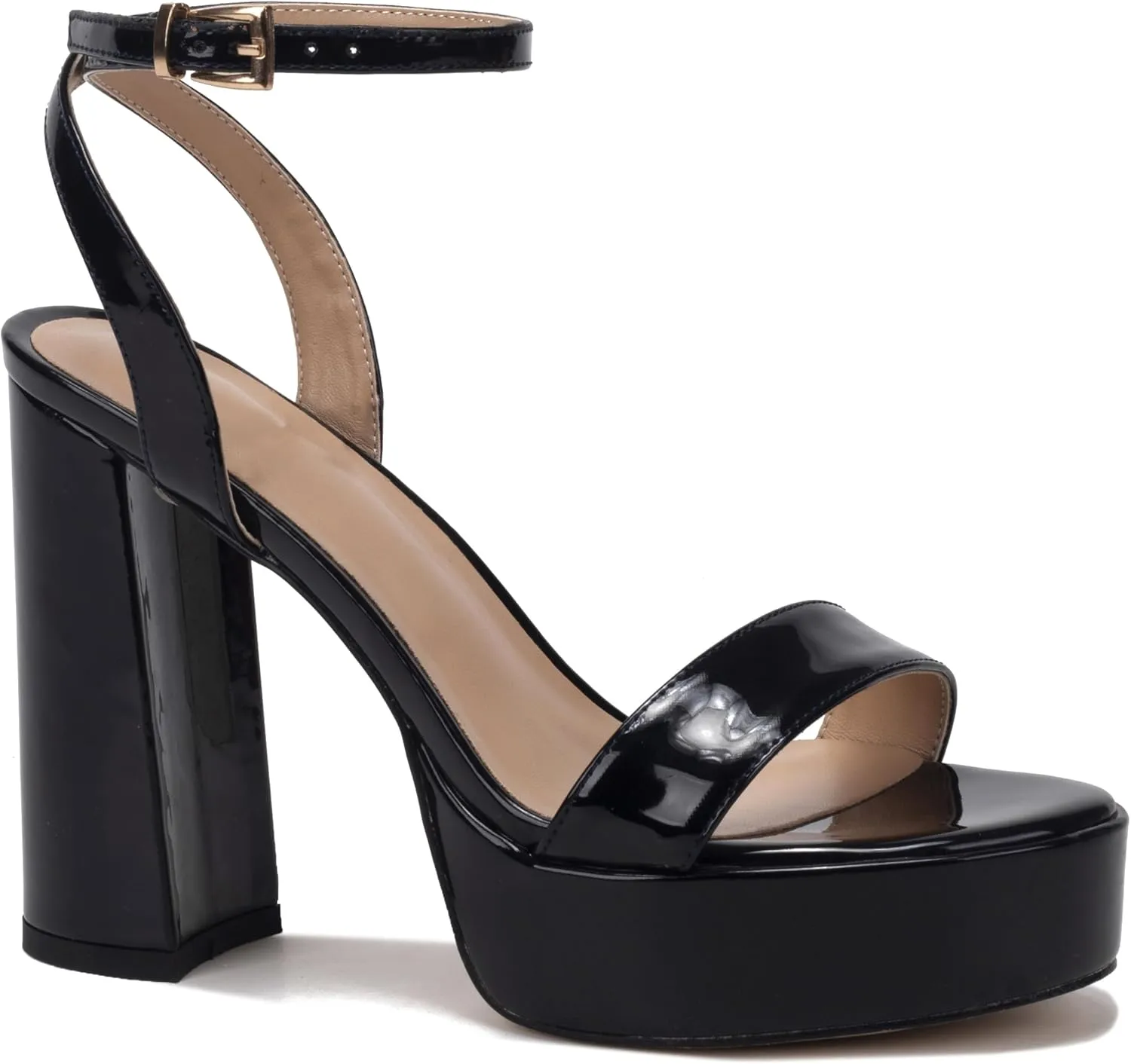 Women's High Heel Sandals Platform Open Toe Ankle Strap Block Heel Sandals 6 Inch Buckle Adjustable Evening Dress Party Wedding High Heel Sandals Round Toe Platform Dress Sandals