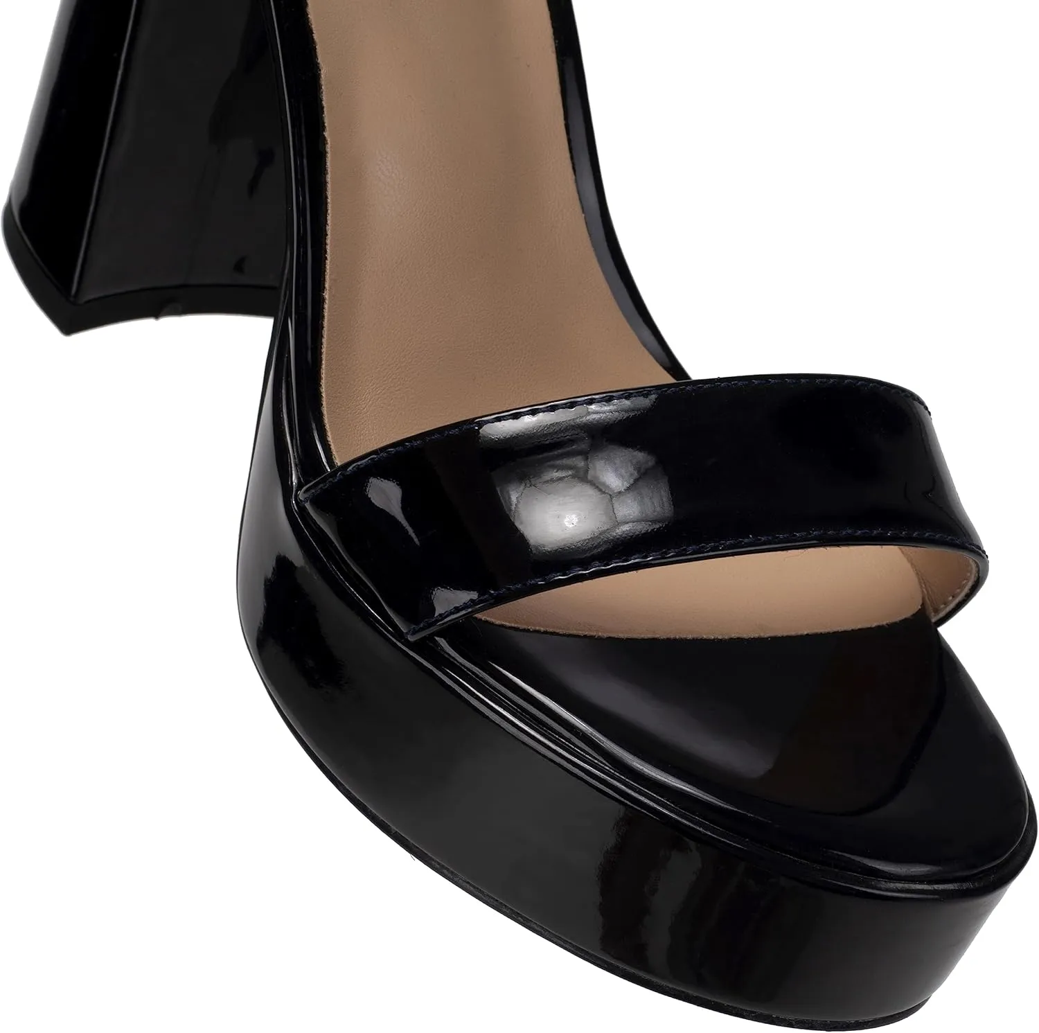 Women's High Heel Sandals Platform Open Toe Ankle Strap Block Heel Sandals 6 Inch Buckle Adjustable Evening Dress Party Wedding High Heel Sandals Round Toe Platform Dress Sandals