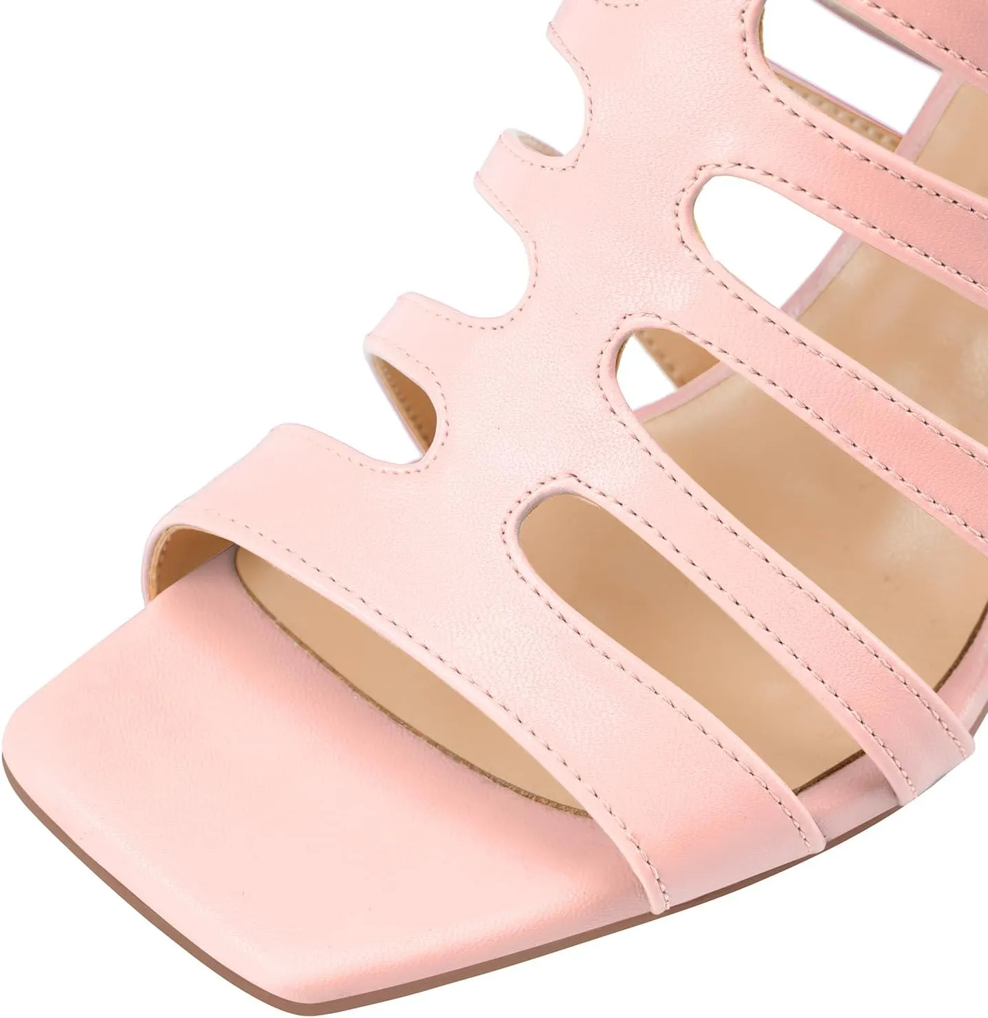 Women's High Heel Stiletto Gladiator Sandals Open Square Toe T-Strap Stilettos Cutout Hollow Dress Slingback Heels Summer Strappy Comfy Shoes for Ladies Sexy Unique