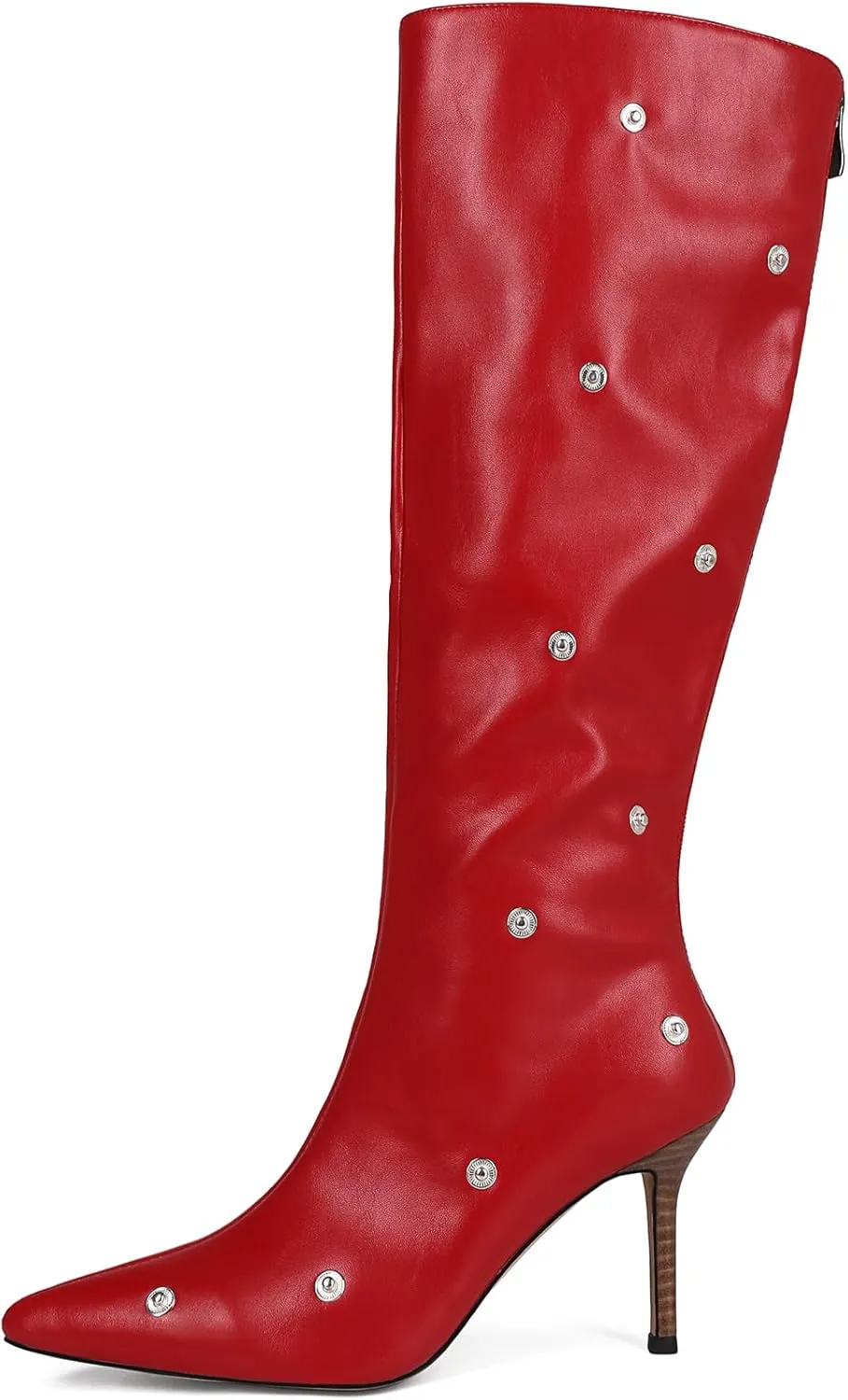 women's Knee High Boots Stiletto Boots Pointed Toe Heels knee high boots wide calf Detachable Snap-off Buttons Slouchy Boot