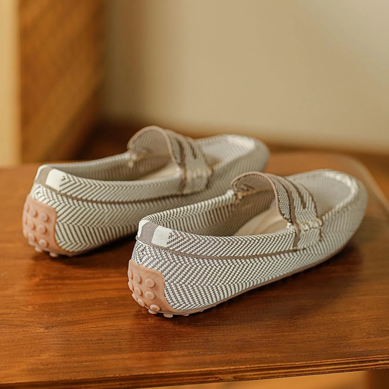 Women's Knit Loafer Shoes for Women Casual Penny Loafers Retro Ladies Comfort Slip-On Fashion Flat Shoes