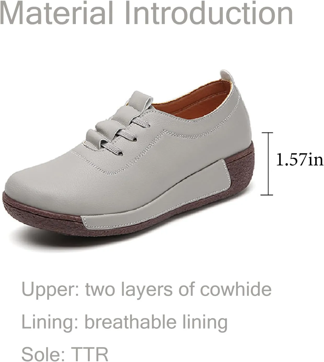 Women's Leather Platform Wedge Rocker Shoes Fashion Round Head Slip-On Thick Heel Walking Loafers Casual Non-Slip Comfort Work Office Dress Shoes