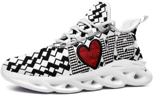Women's Love Print Sneakers, Lightweight Breathable Casual Walking Shoes – Trendy Romantic Heart Design Athletic Sneakers
