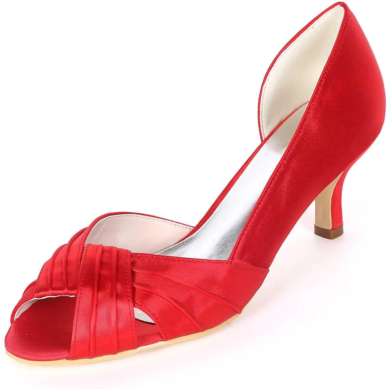 Women's Peep Toe Low Kitten Heel Sandals - Perfect Wedding Pumps for Elegant Bridal & Formal Events