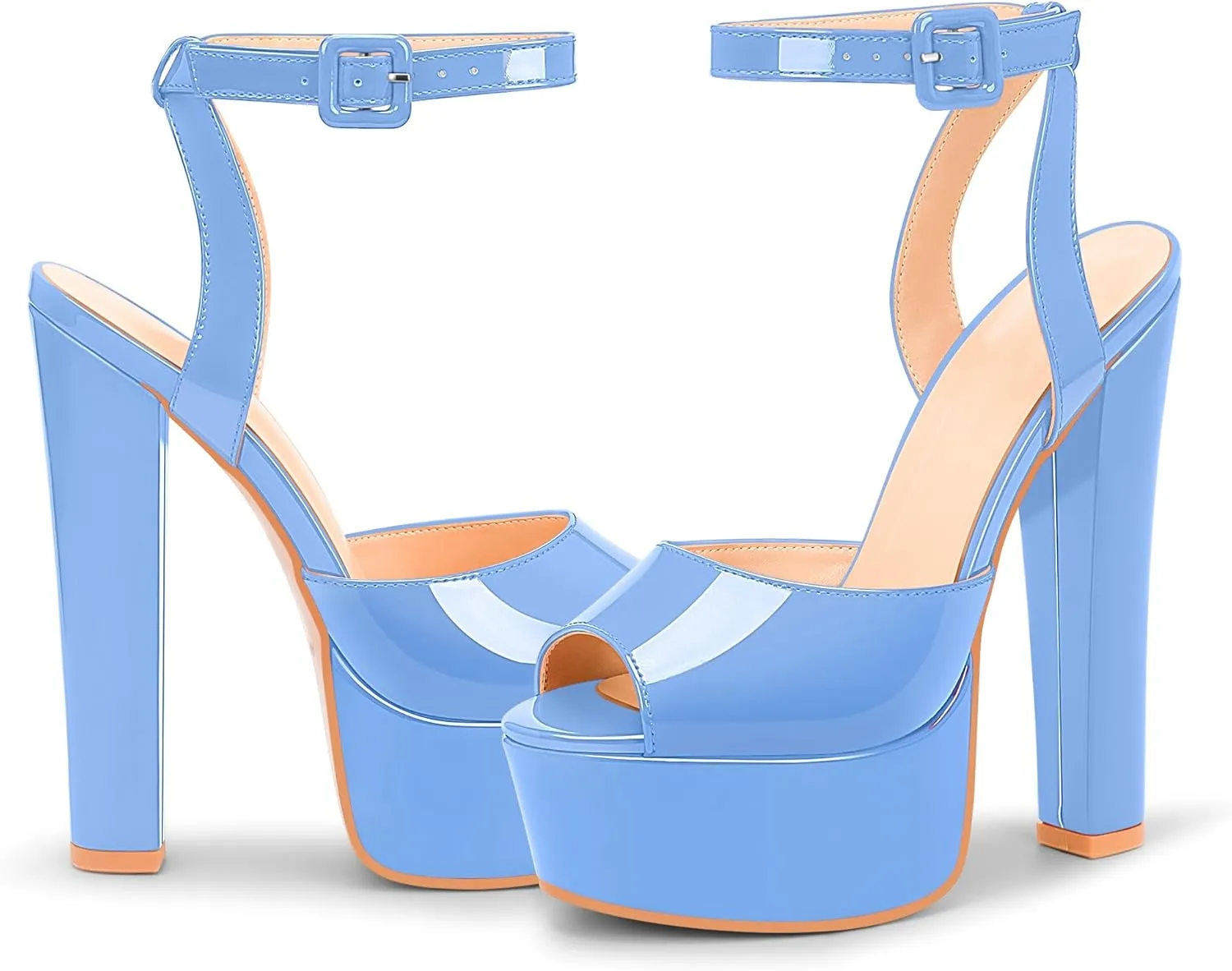 Women's Platform Chunky High Heel Sandals Open-Toe Ankle Strap Party Evening Shoes