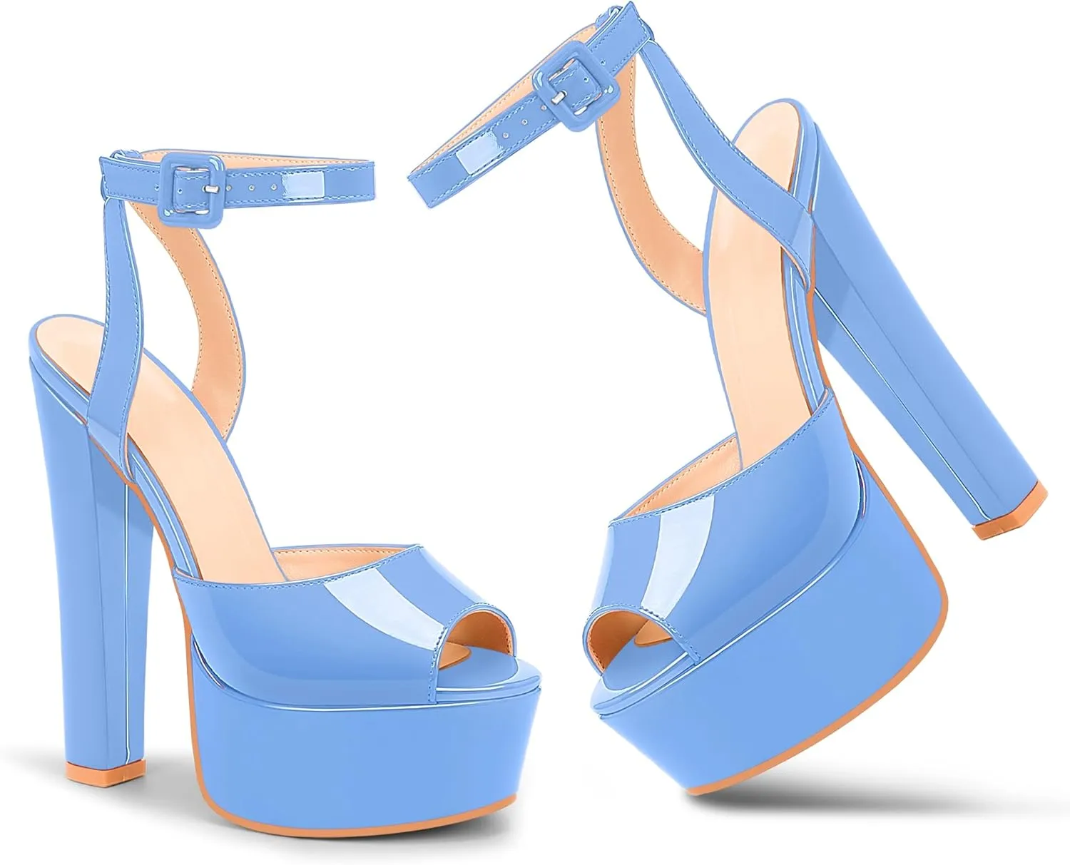 Women's Platform Chunky High Heel Sandals Open-Toe Ankle Strap Party Evening Shoes