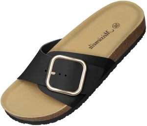 Womens Platform Sandals Big Buckle Sandals for Women Slip On Sandals Womens Sandals Open Toe Leather Adjustable