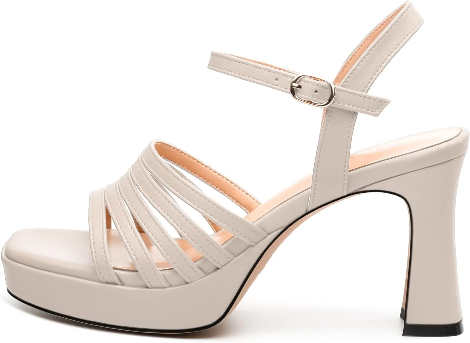 Women's Platform Sandals, Open Toe High Heels, Ankle Strap Buckle Fashion Heeled Sandal for Wedding Party Working