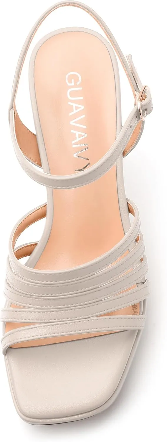 Women's Platform Sandals, Open Toe High Heels, Ankle Strap Buckle Fashion Heeled Sandal for Wedding Party Working