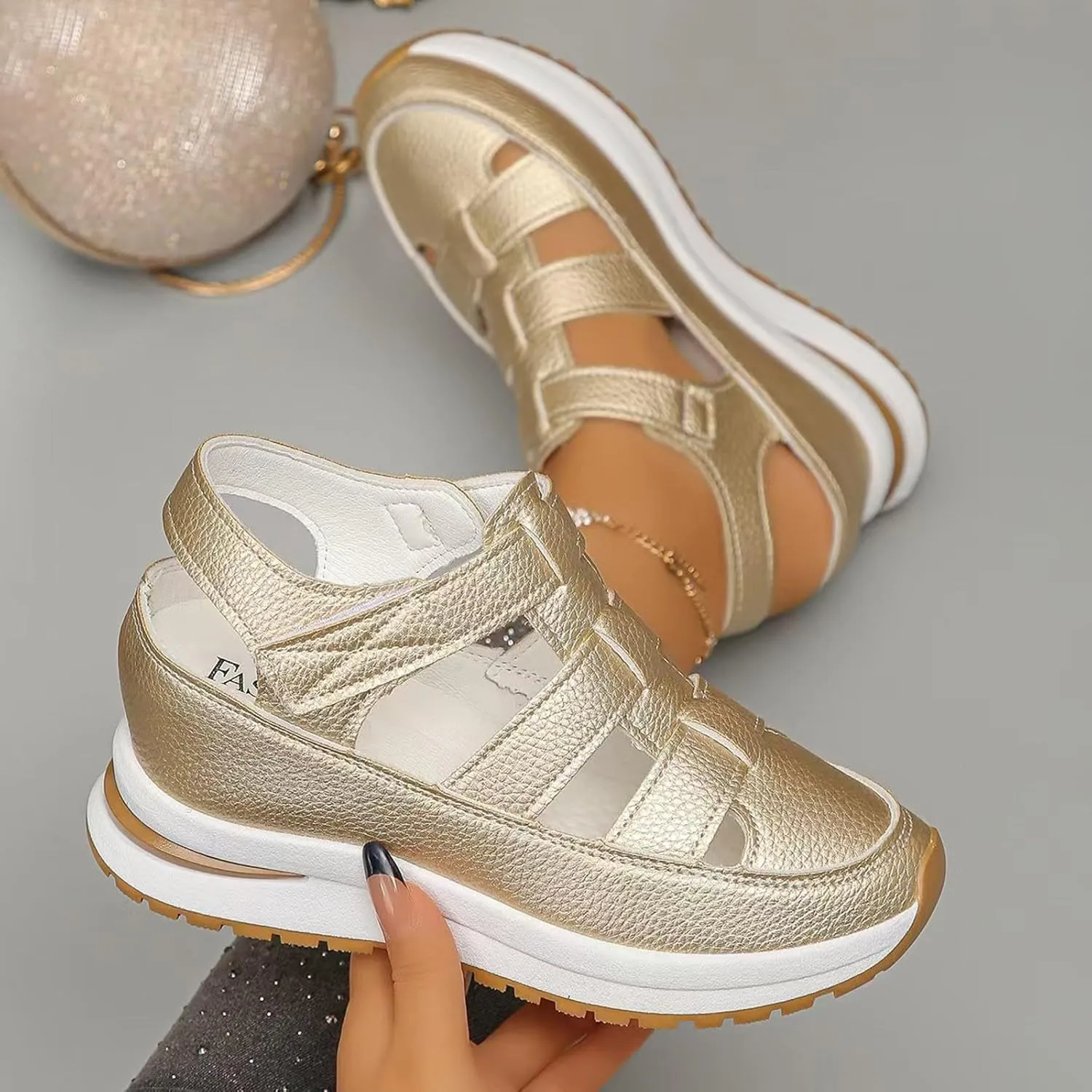 Women's Platform Sandals with Closed Toe Sandals Women Comfortable Walking Sandals Women, Hollow Ankle Strap Wedge Design for Summer, Beach, Hiking & Casual Wear 2025