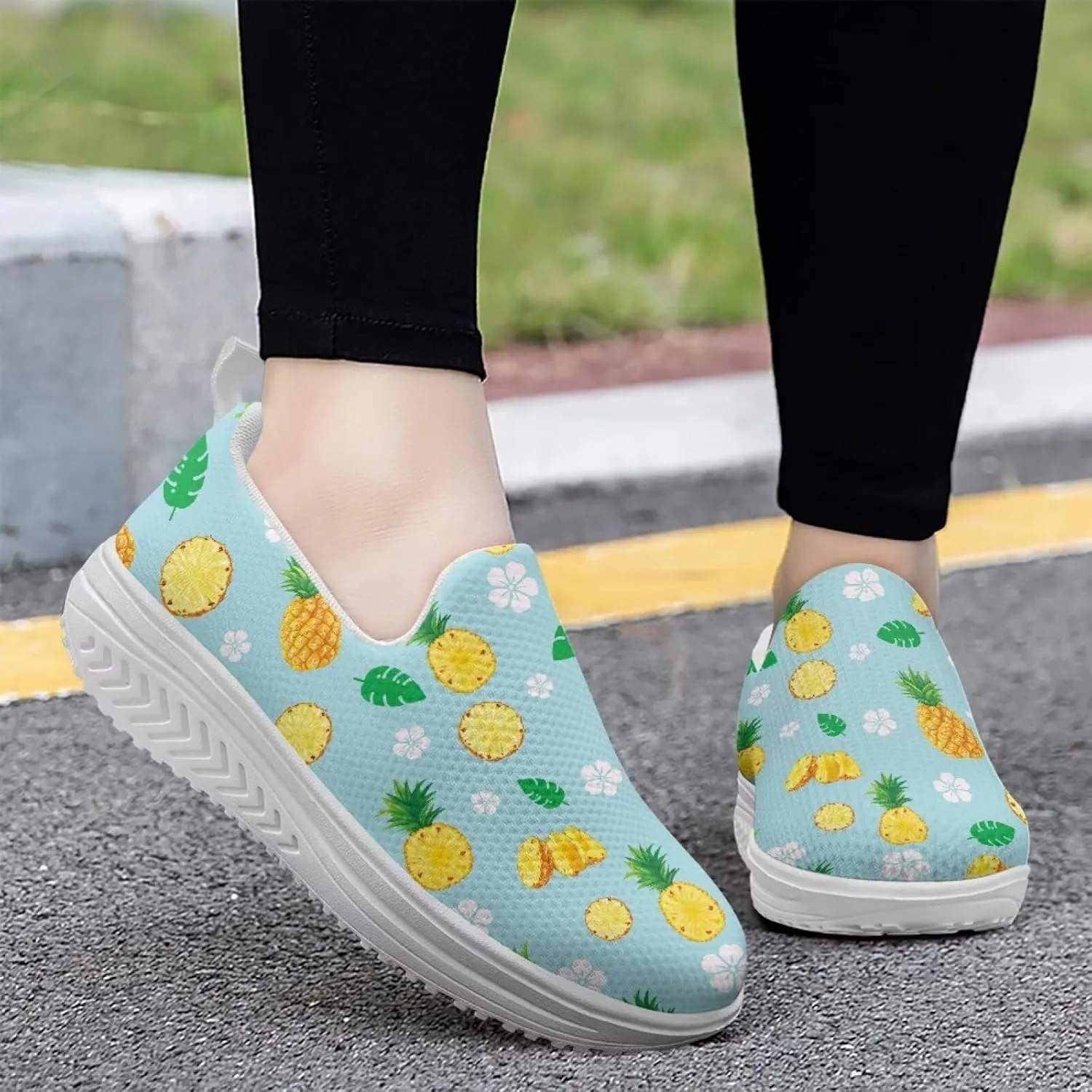 Womens Platform Shoes Loafers for Women Slip On Fashion Sneakers Walking Jogging Shoes Non Slip Womens Casual Mesh Loafers