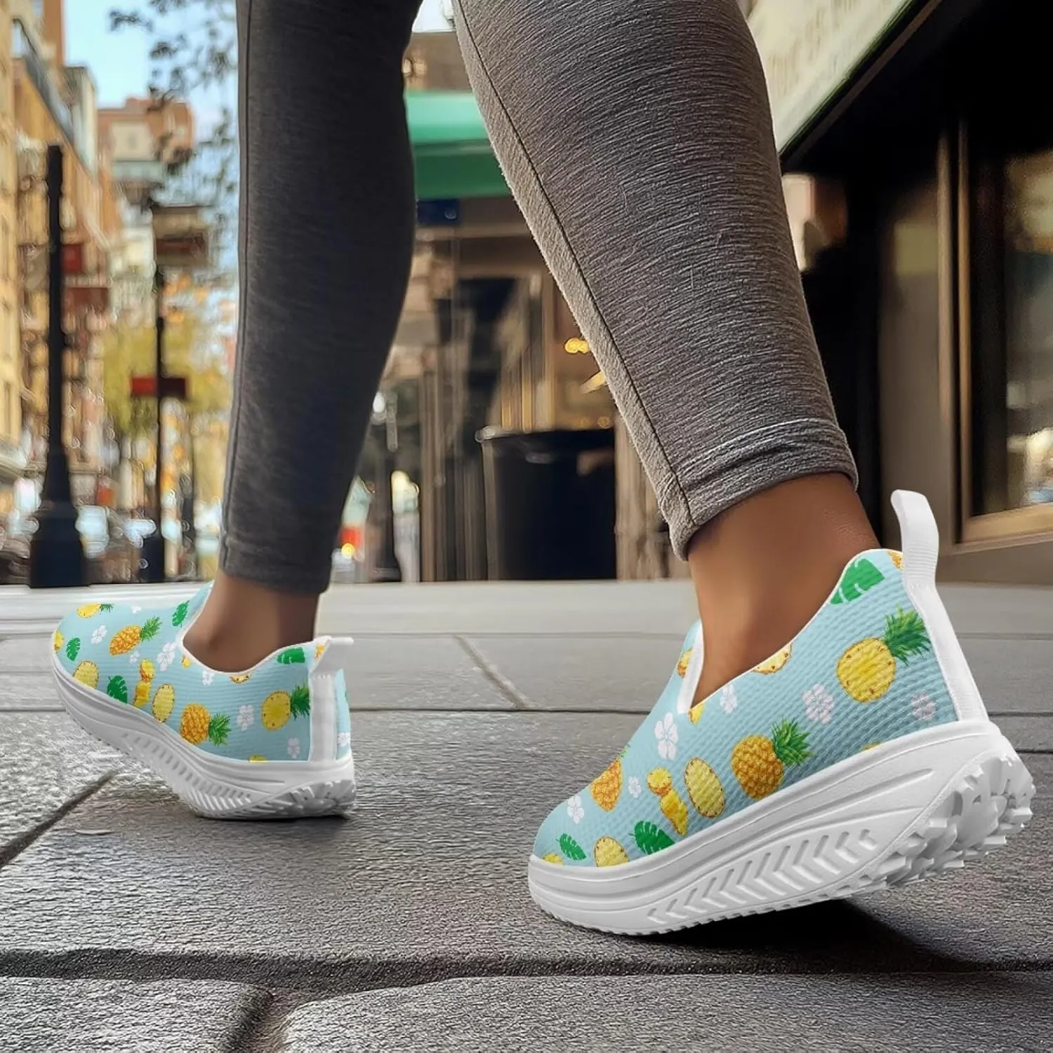 Womens Platform Shoes Loafers for Women Slip On Fashion Sneakers Walking Jogging Shoes Non Slip Womens Casual Mesh Loafers