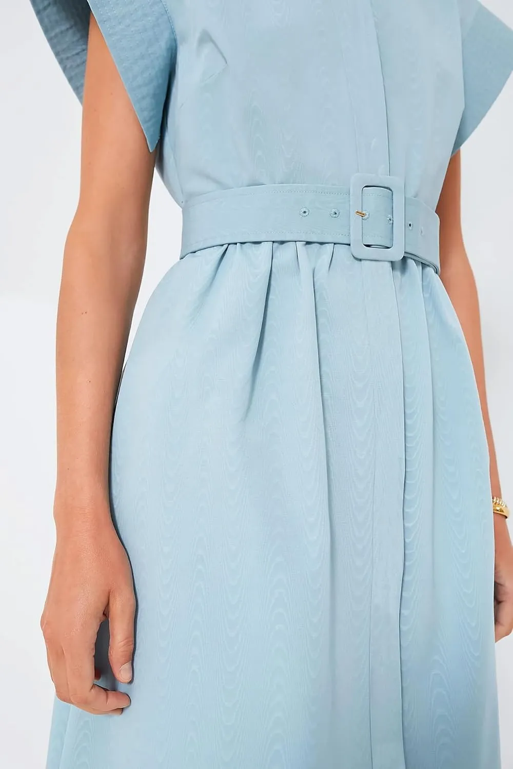 Womens Turn Down Collar Shirt Dress Short Wing Sleeve Button Down Dress Trench Coat Formal Elegant with Belt
