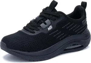 Women's Walking Shoes with Arch Support Orthotic Sneakers for Plantar Fasciitis Heel and Foot Pain Relief Tennis AllBlack Size 8