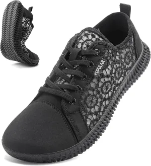 Women's Wide Toe Box Shoes Zero Drop Non Slip Extra Wide Width Fashion Sneakers Ultra Light Breathable Walking Shoes Casual Sneakers for Travel Work Trainers