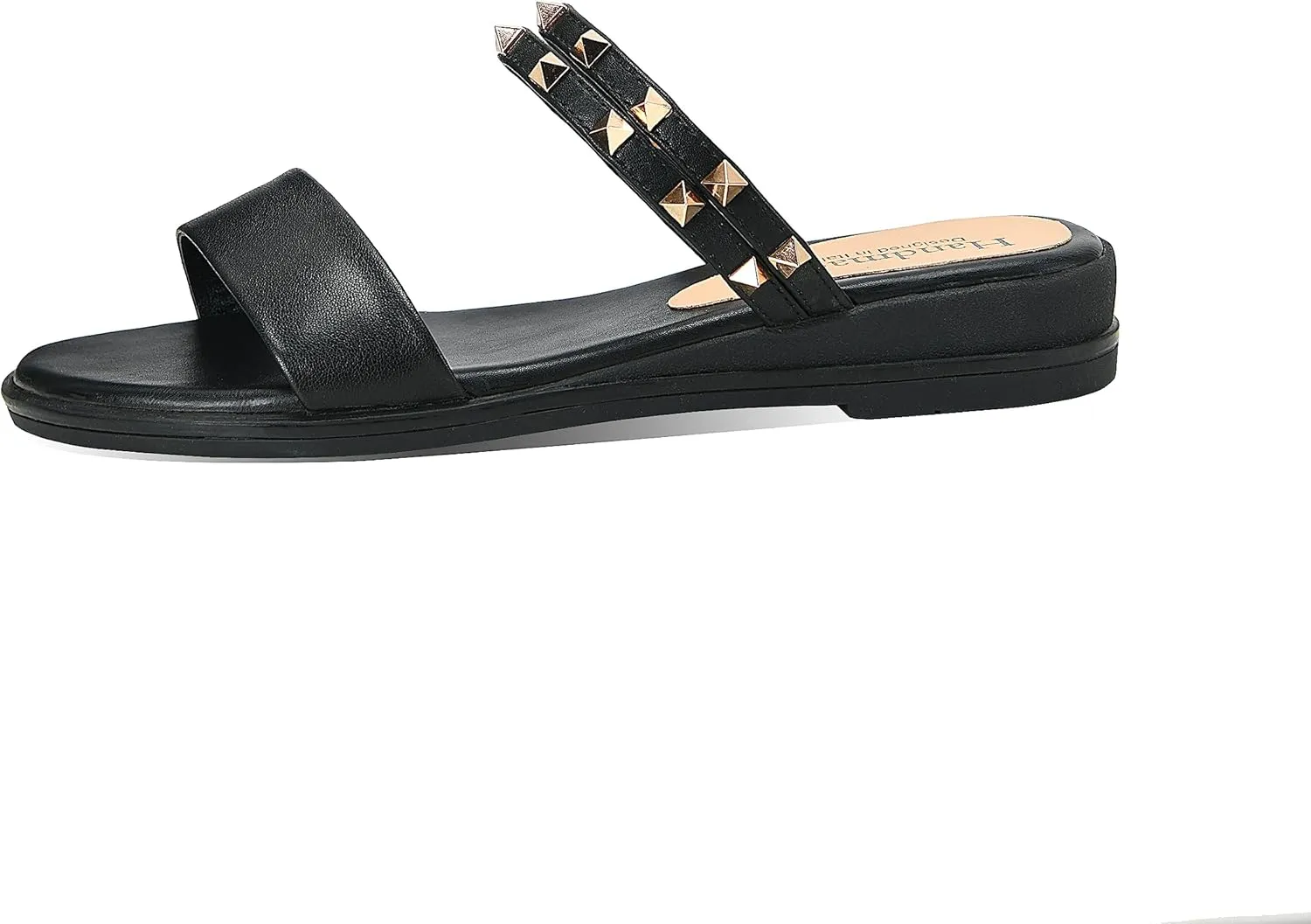 Yawors Womens LC1294 Manmade Slip On Grommet Cow Leather Flats Sandals
