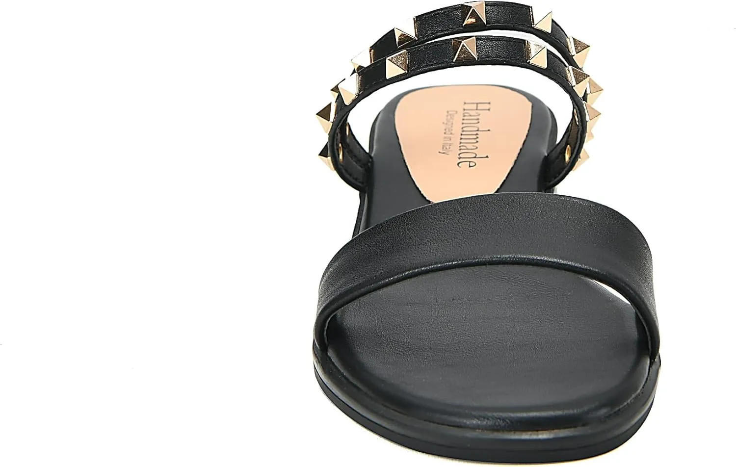 Yawors Womens LC1294 Manmade Slip On Grommet Cow Leather Flats Sandals