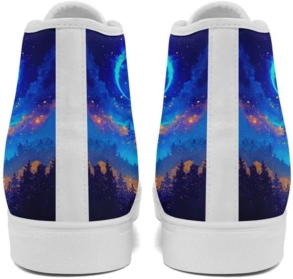 Yoga Printed High-Top Canvas Shoes for Women Unisex Fashion Lace Up Sneakers Casual Walking Tennis Trainer for Girls