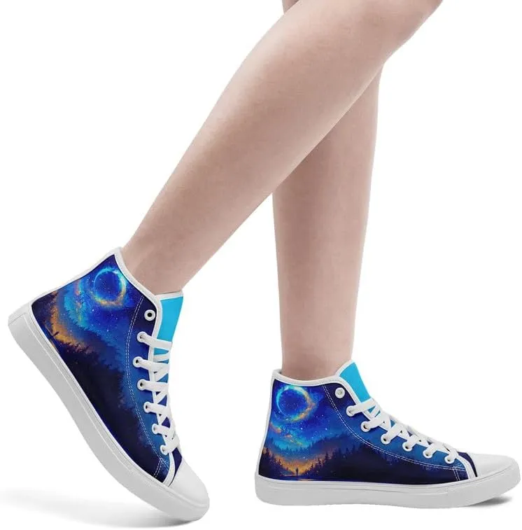 Yoga Printed High-Top Canvas Shoes for Women Unisex Fashion Lace Up Sneakers Casual Walking Tennis Trainer for Girls