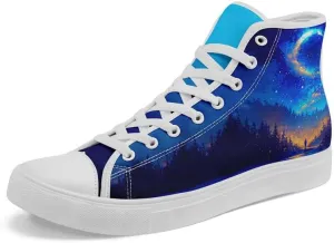 Yoga Printed High-Top Canvas Shoes for Women Unisex Fashion Lace Up Sneakers Casual Walking Tennis Trainer for Girls