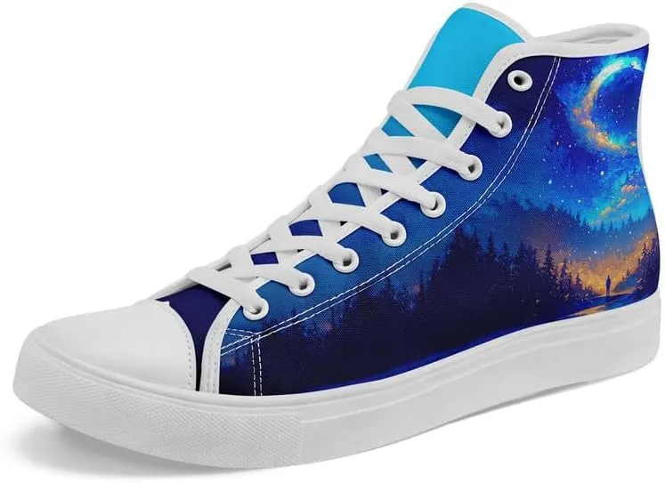 Yoga Printed High-Top Canvas Shoes for Women Unisex Fashion Lace Up Sneakers Casual Walking Tennis Trainer for Girls