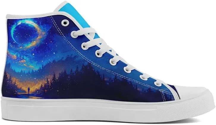 Yoga Printed High-Top Canvas Shoes for Women Unisex Fashion Lace Up Sneakers Casual Walking Tennis Trainer for Girls