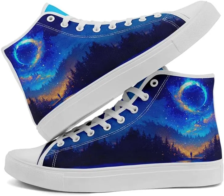 Yoga Printed High-Top Canvas Shoes for Women Unisex Fashion Lace Up Sneakers Casual Walking Tennis Trainer for Girls