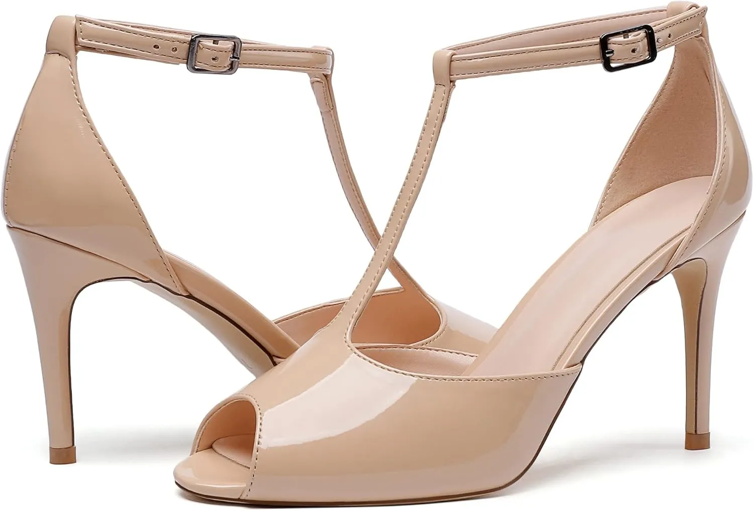 Zamikoo Women's Peep Toe Sandals Ankle Strap Stiletto Pumps Dress Shoes